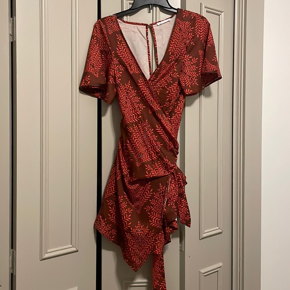 Cupshe red and orange floral romper size small